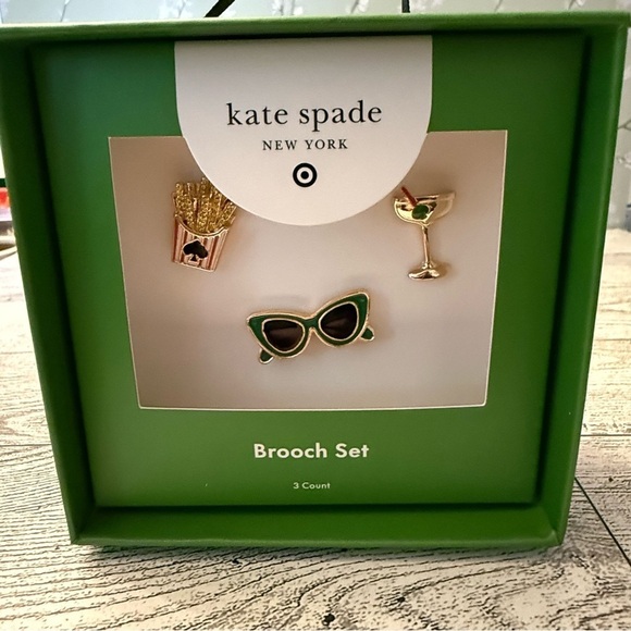 Kate Spade Target 3 Pc Set Novelty Pin Set French Fries Champagne Sunglasses New - Picture 4 of 6